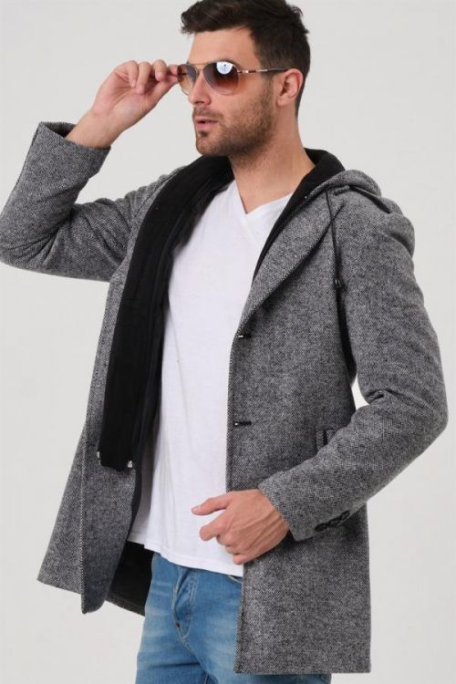 PLT8406 DEWBERRY MEN'S COAT-PATTERNED GREY