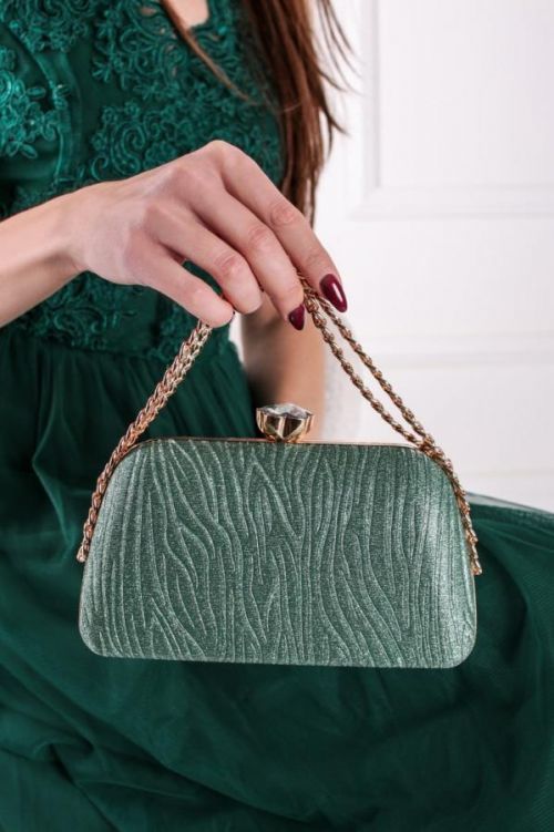 Tmavě zelená společenská clutch kabelka Helga