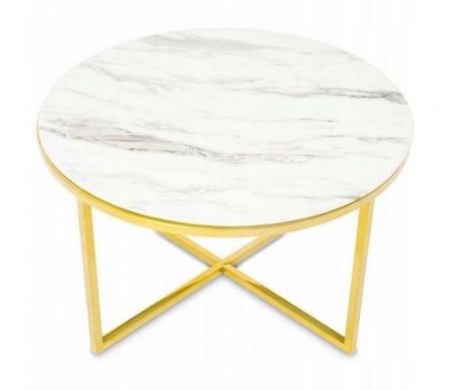 HowHomely Konferenční stolek VERTIGO 45x80 cm zlatá/bílý mramor