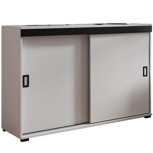 Komoda Retro 140 Bílý + Černá Rukojeti