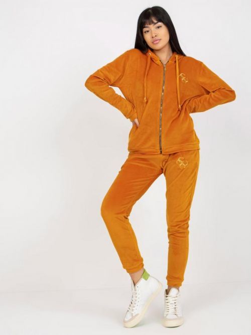 TMAVĚ ŽLUTÁ VELUROVÁ TEPLÁKOVÁ SOUPRAVA -RV-KMPL-6084.92P-DARK YELLOW Velikost: S/M