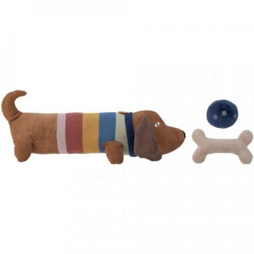 Bavlněná hračka pes s příslušenstvím CHARLIE Bloomingville 3 ks hnědé