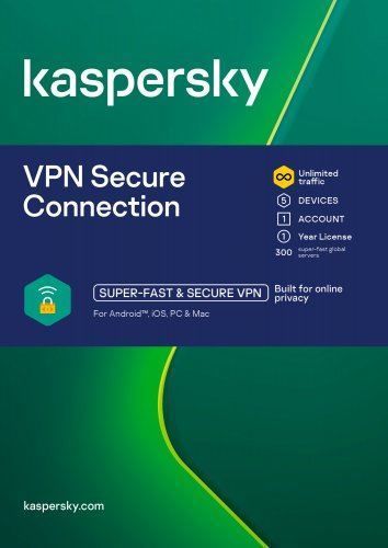 Kaspersky VPN Secure Connection, 5 zařízení, 1 rok, nová licence, elektronicky, KL1987OCEFS
