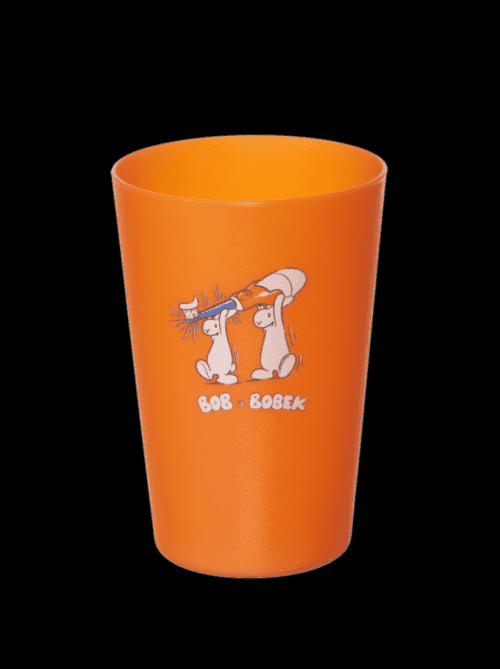 Barevný plastový kelímek s Bob a Bobkem, oranžový