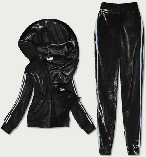 Černý dámský velurový dres s lampasy (81223) - XL (42) - černá