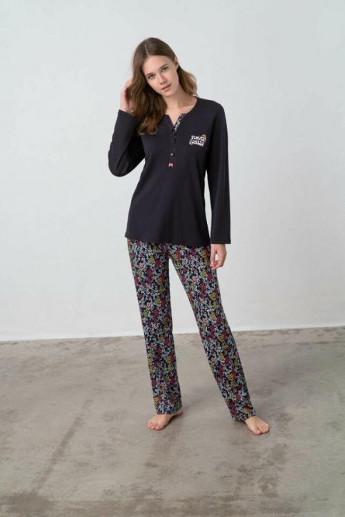 Dvoudílné dámské pyžamo Gwen 17464 - Vamp - S - černá+barev. mix