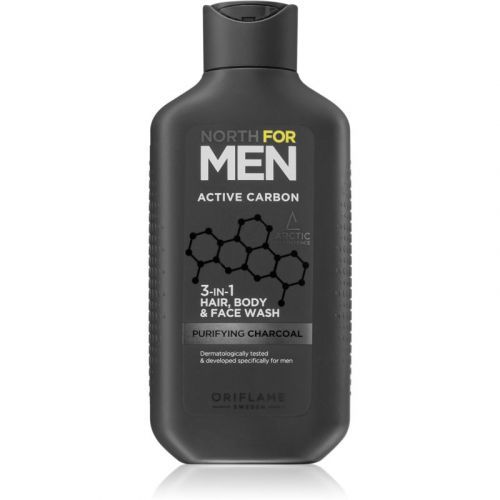 Oriflame North for Men Active Carbon osvěžující sprchový gel 3 v 1 250 ml