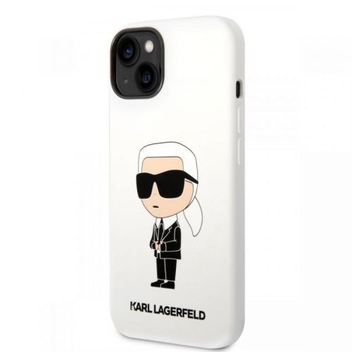 Karl Lagerfeld Liquid Silicone Ikonik NFT Zadní Kryt pro iPhone 14 Plus White