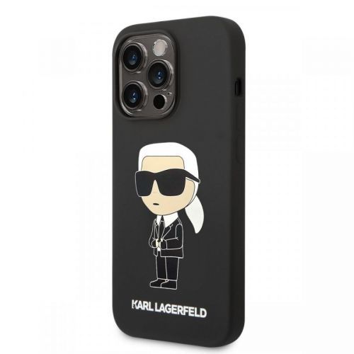 Karl Lagerfeld Liquid Silicone Ikonik NFT Zadní Kryt pro iPhone 14 Pro Black