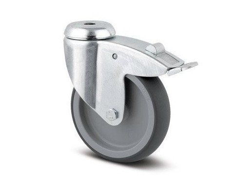 Kolečko přístrojové otočné 125mm pro čep, brzda