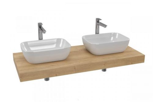 Cenově zvýhodněný koupelnový set Hansgrohe s deskou pod umyvadlo Dolce 120x8x50 cm dub halifax KSETDO18