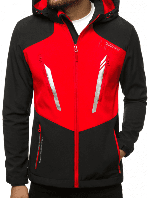 Ozonee Pánská softshellová bunda Oklahoma černo-červená M