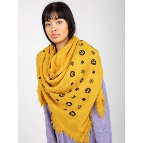 Yellow women's scarf with a print