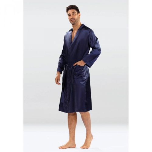 DKaren Man's Male Housecoat Christian Navy Blue