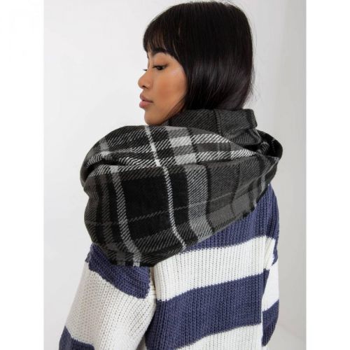 Women's black and white plaid winter scarf