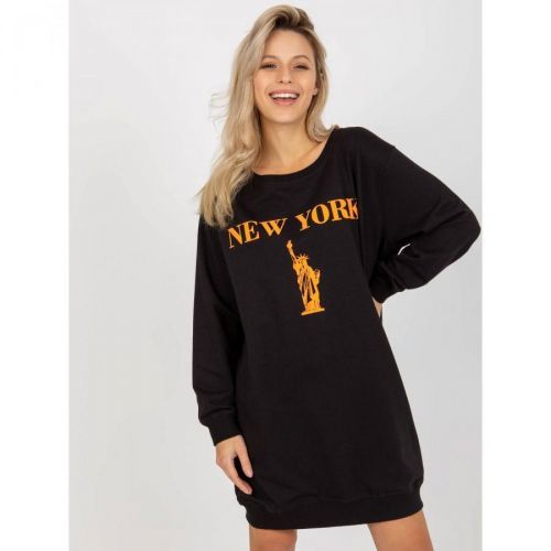 Black and orange long oversize sweatshirt with a print