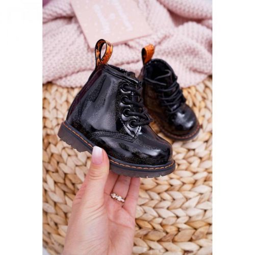 Children's Zipper Leather Booties Black Omua