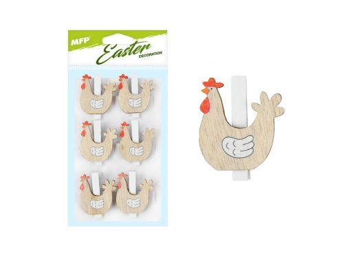 MFP 2221571 Slepice kolíčky 6ks - 4cm hnědé