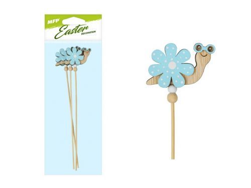 MFP 2221598 Šnek zápich 3ks květina modrý 28cm