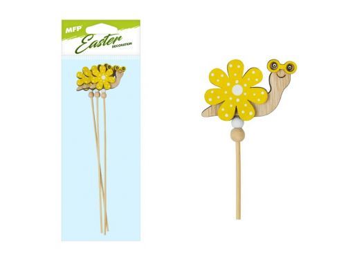 MFP 2221596 Šnek zápich 3ks květina žlutý 28cm