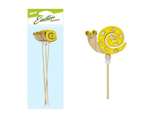 MFP 2221597 Šnek zápich 3ks ulita žlutý 28cm