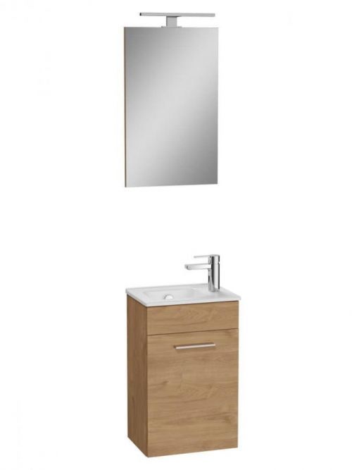 Koupelnová skříňka s umyvadlem zrcadlem a osvětlením Vitra Mia 39x61x28 cm dub lesk MIASET40D