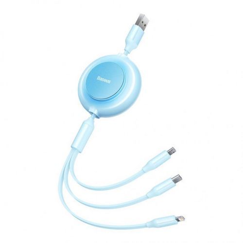 Baseus CAMJ010017 Bright Mirror Kabel 3v1 MicroUSB/USBC/Lightning 3,5A 1.1m Sky Blue