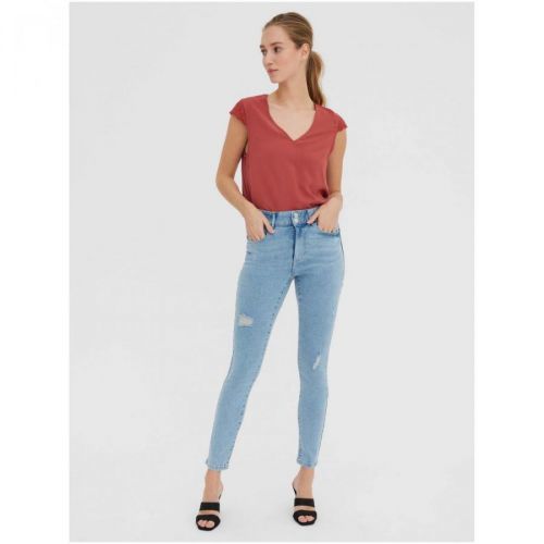 Světle modré skinny fit džíny s potrhaným efektem VERO MODA Soph - Dámské