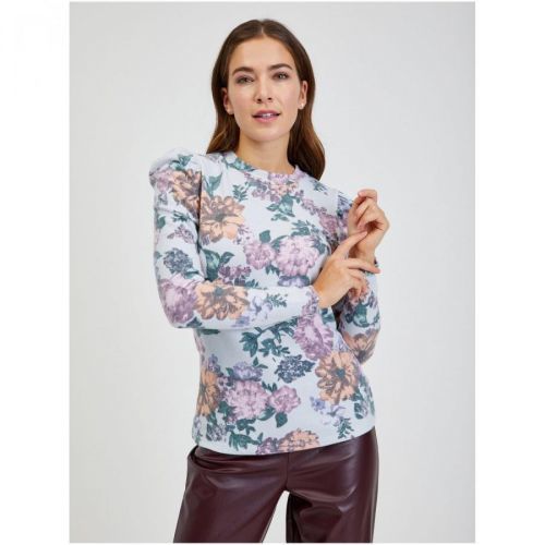 Světle šedé dámské květované tričko ORSAY - Dámské