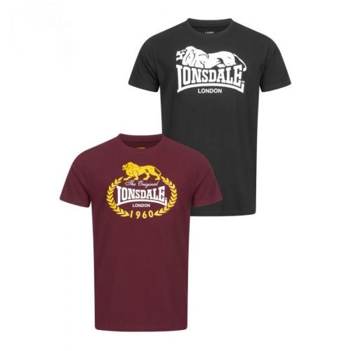 Men's set of t-shirts Lonsdale 117433-Black/Oxblood