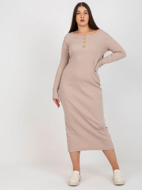 Béžové přiléhavé maxi šaty FA-SK-0244.96-beige Velikost: ONE SIZE