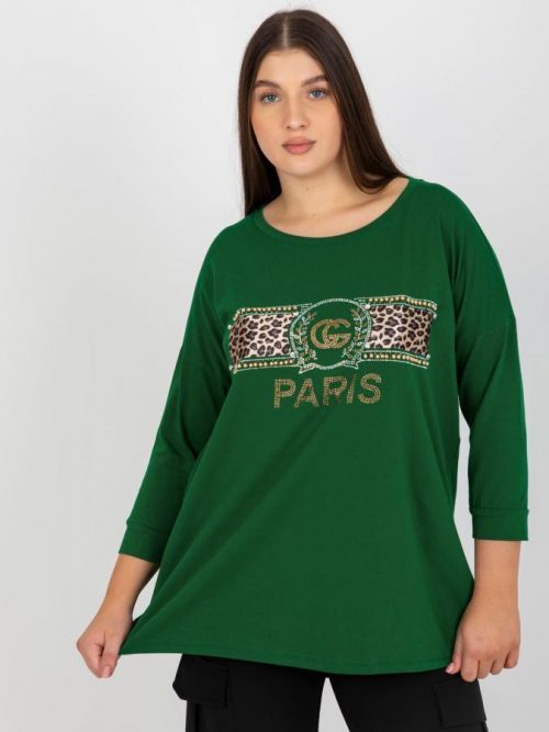 Tmavě zelené tričko s potiskem PARIS VI-BZ-2901.49P-dark green Velikost: ONE SIZE