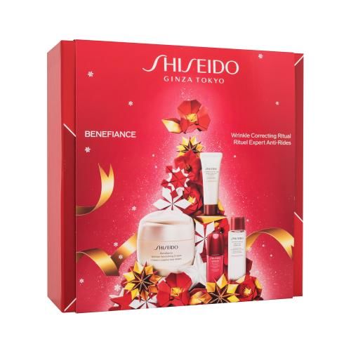 Shiseido Benefiance Wrinkle Correcting Ritual dárková kazeta proti vráskám pro ženy denní pleťový krém Benefiance 50 ml + pleťová čisticí pěna Clarifying Cleansing Foam 15 ml + pleťové tonikum Treatment Softener 30 ml + pleťové sérum Ul