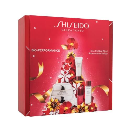 Shiseido Bio-Performance Time-Fighting Ritual dárková kazeta proti vráskám pro ženy denní pleťový krém Bio-Performance 50 ml + pleťová čisticí pěna Clarifying Cleansing Foam 15 ml + pleťové tonikum Treatment Softener 30 ml + pleťové sér