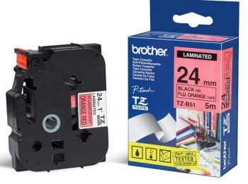 BROTHER TZE-B51, signální oranžová/černá, 24mm TZEB51, TZEB51