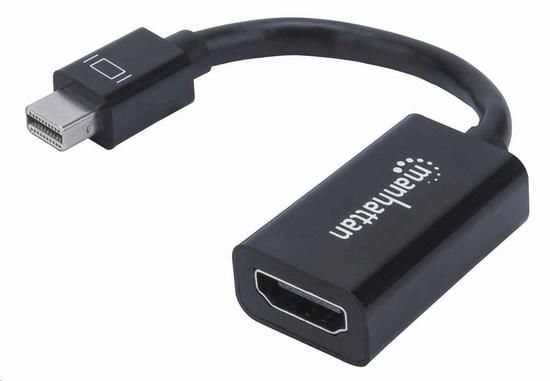 Manhattan pasivní adaptér Mini DisplayPort Male na HDMI Female, 1080p, černá