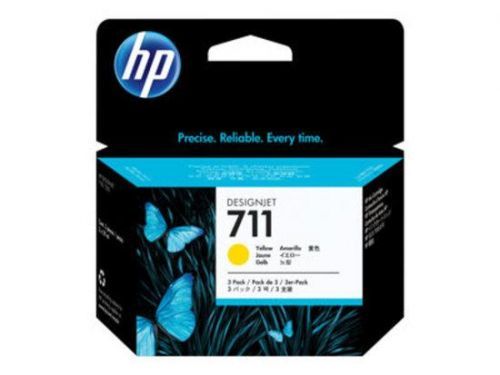 HP 711 Yellow DJ Ink Cart, 29 ml, 3-pack, CZ136A, CZ136A