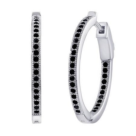 Stříbrné kruhové náušnice MILLA 22 mm se černými Brill. Zirc. NEW