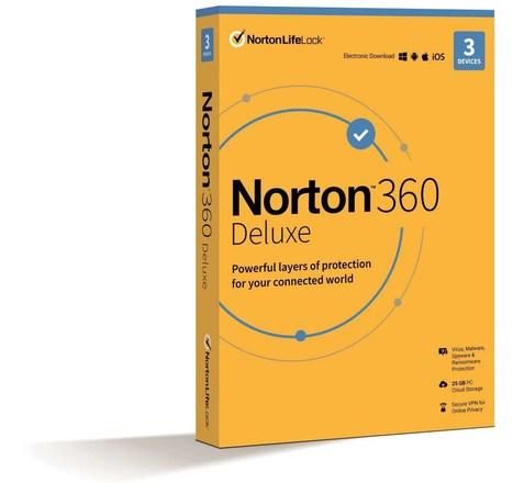 NORTON 360 DELUXE 25GB +VPN 1 uživatel pro 3 zařízení na 2 roky ESD, 21435446