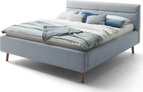 Modrá čalouněná dvoulůžková postel s úložným prostorem s roštem 140x200 cm Lotte - Meise Möbel