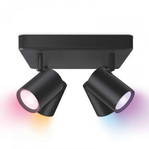 WiZ LED stropní bodovka Imageo, 4 zdroje černá, Chodba, plast, GU10, 5W, P: 22 cm, L: 22 cm