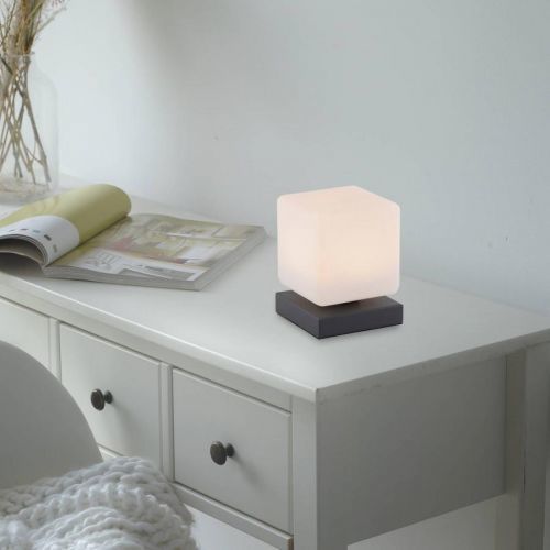 Paul Neuhaus LED stolní lampa Dadoa, stmívatelná, antracit, Obývací pokoj / jídelna, železo, sklo, 7W, P: 12 cm, L: 12 cm, K: 16cm