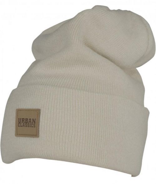 Čepice Urban Classics Leatherpatch Long Beanie - sand