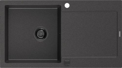MEXEN/S Leo granitový dřez 1 s odkapávačem 900x500 mm, černá kropenatá,+ černý sifon 6501901010-76-B