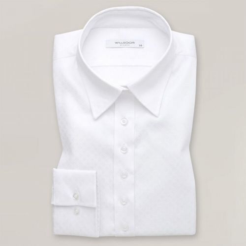 Dámská košile bílé barvy s jemným geometrickým vzorem 14790