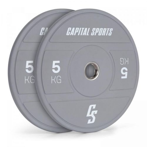 Capital Sports Nipton 2021, kotouč na činku, bumper kotouč, 2 × 5 kg, Ø 50,4 mm, tvrdá guma