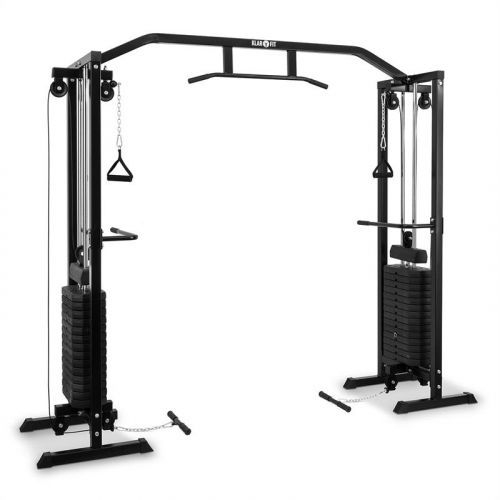 KLARFIT Cablefit, 2x 77kg, černá, posilovací přemostěna věž se dvěma kladkami, ocel