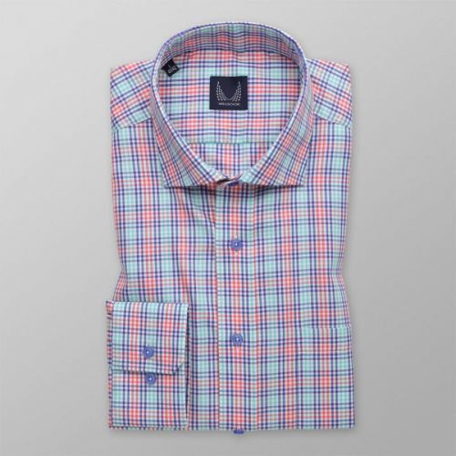 Pánská slim fit košile s barevným kostkovaným vzorem 14802
