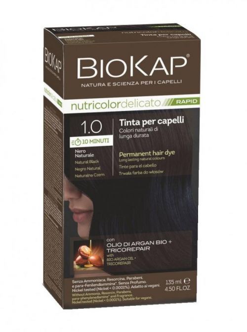 BIOKAP Nutricolor Delicato Rapid 1.0 Černá přírodní barva na vlasy 135 ml