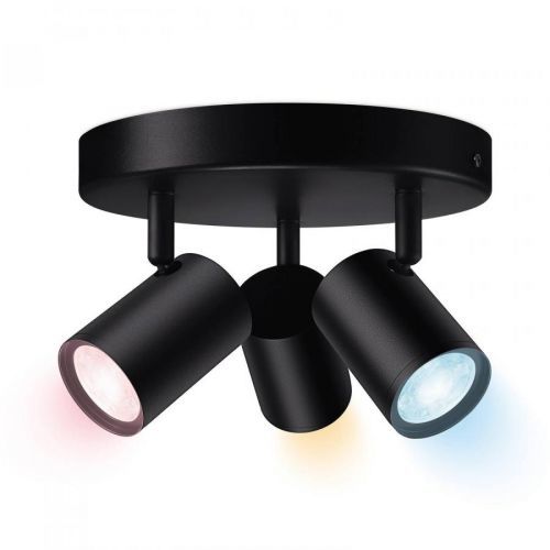 WiZ LED stropní bodovka Imageo, 3x, kulatá, černá, Chodba, plast, GU10, 5W, K: 21cm